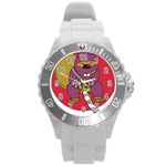 Ninja Beaver Animal Humor Joke Round Plastic Sport Watch (L) Front