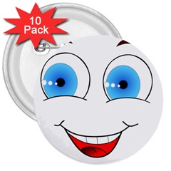 Smiley Face Laugh Comic Funny 3  Buttons (10 Pack)  by Sudhe