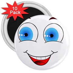 Smiley Face Laugh Comic Funny 3  Magnets (10 Pack)  by Sudhe