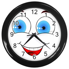 Smiley Face Laugh Comic Funny Wall Clock (black) by Sudhe