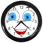 Smiley Face Laugh Comic Funny Wall Clock (Black) Front