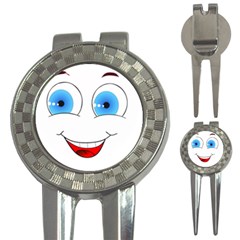 Smiley Face Laugh Comic Funny 3-in-1 Golf Divots by Sudhe