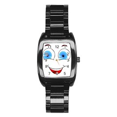 Smiley Face Laugh Comic Funny Stainless Steel Barrel Watch by Sudhe