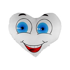 Smiley Face Laugh Comic Funny Standard 16  Premium Flano Heart Shape Cushions by Sudhe