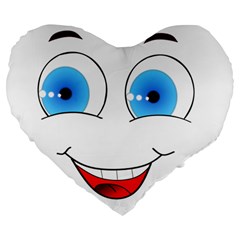 Smiley Face Laugh Comic Funny Large 19  Premium Flano Heart Shape Cushions by Sudhe