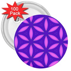 Purple 3  Buttons (100 pack) 