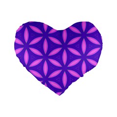 Purple Standard 16  Premium Flano Heart Shape Cushions