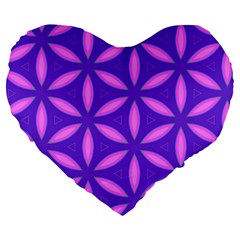 Purple Large 19  Premium Flano Heart Shape Cushions