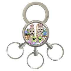 Graphic Kawaii Bunnies 3-ring Key Chain by Sudhe