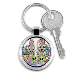 Graphic Kawaii Bunnies Key Chain (round) by Sudhe