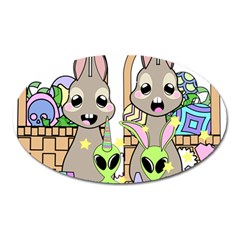 Graphic Kawaii Bunnies Oval Magnet by Sudhe