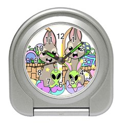 Graphic Kawaii Bunnies Travel Alarm Clock by Sudhe