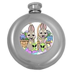 Graphic Kawaii Bunnies Round Hip Flask (5 Oz) by Sudhe