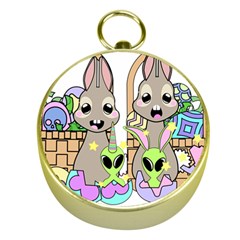 Graphic Kawaii Bunnies Gold Compasses