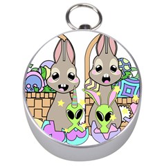 Graphic Kawaii Bunnies Silver Compasses