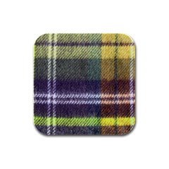 Yellow Plaid Flannel Rubber Square Coaster (4 Pack)  by snowwhitegirl