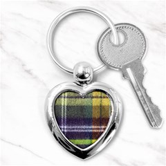 Yellow Plaid Flannel Key Chain (heart) by snowwhitegirl