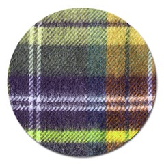 Yellow Plaid Flannel Magnet 5  (round) by snowwhitegirl