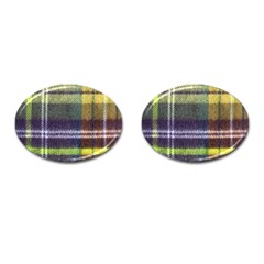 Yellow Plaid Flannel Cufflinks (oval) by snowwhitegirl