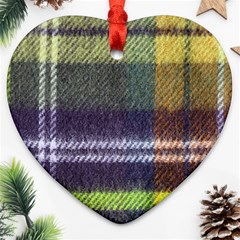 Yellow Plaid Flannel Heart Ornament (two Sides) by snowwhitegirl