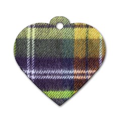 Yellow Plaid Flannel Dog Tag Heart (one Side) by snowwhitegirl