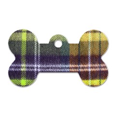 Yellow Plaid Flannel Dog Tag Bone (one Side) by snowwhitegirl