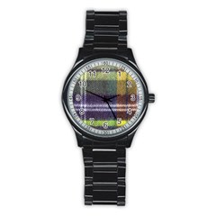 Yellow Plaid Flannel Stainless Steel Round Watch by snowwhitegirl