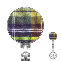 Yellow Plaid Flannel Stainless Steel Nurses Watch by snowwhitegirl