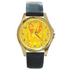 Phoenix Bird Legend Coin Fire Round Gold Metal Watch