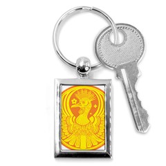 Phoenix Bird Legend Coin Fire Key Chain (Rectangle)