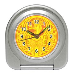 Phoenix Bird Legend Coin Fire Travel Alarm Clock by Sudhe