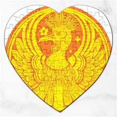 Phoenix Bird Legend Coin Fire Jigsaw Puzzle (Heart)