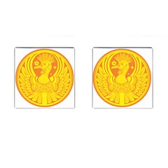 Phoenix Bird Legend Coin Fire Cufflinks (Square)