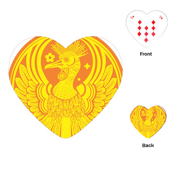 Phoenix Bird Legend Coin Fire Playing Cards Single Design (Heart)