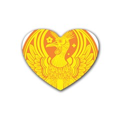 Phoenix Bird Legend Coin Fire Rubber Coaster (Heart) 