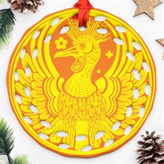 Phoenix Bird Legend Coin Fire Ornament (Round Filigree)