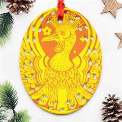 Phoenix Bird Legend Coin Fire Oval Filigree Ornament (Two Sides)