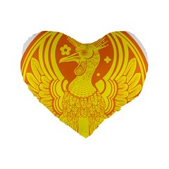 Phoenix Bird Legend Coin Fire Standard 16  Premium Heart Shape Cushions