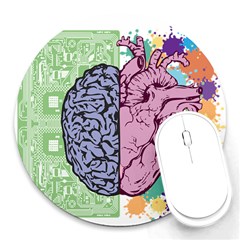 Brain Heart Balance Emotion Round Mousepads by Sudhe