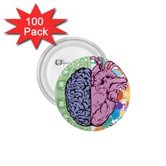 Brain Heart Balance Emotion 1 75  Buttons (100 Pack)  by Sudhe