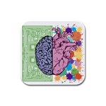 Brain Heart Balance Emotion Rubber Square Coaster (4 pack)  Front