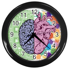 Brain Heart Balance Emotion Wall Clock (black) by Sudhe