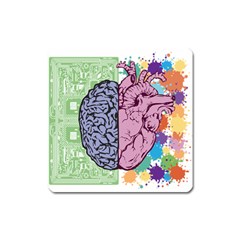 Brain Heart Balance Emotion Square Magnet by Sudhe