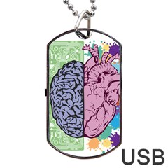 Brain Heart Balance Emotion Dog Tag Usb Flash (two Sides) by Sudhe