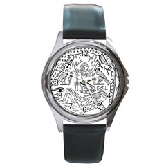 Egyptian Hieroglyphics History Seb Round Metal Watch by Sudhe