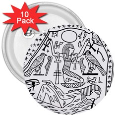 Egyptian Hieroglyphics History Seb 3  Buttons (10 pack) 