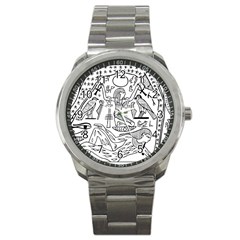 Egyptian Hieroglyphics History Seb Sport Metal Watch by Sudhe