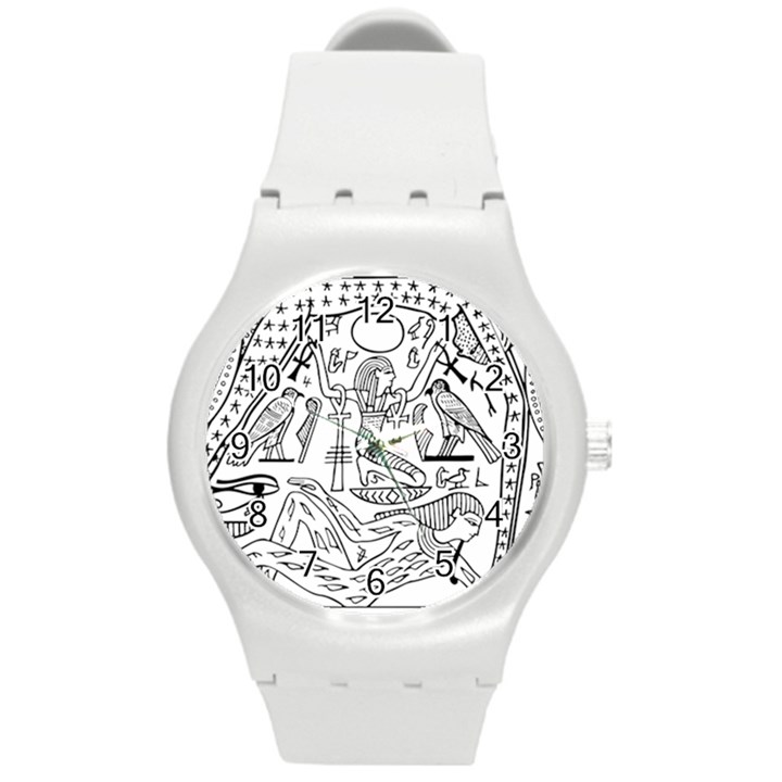 Egyptian Hieroglyphics History Seb Round Plastic Sport Watch (M)