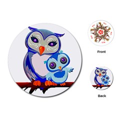 Owl Mother Owl Baby Owl Nature Playing Cards Single Design (round) by Sudhe