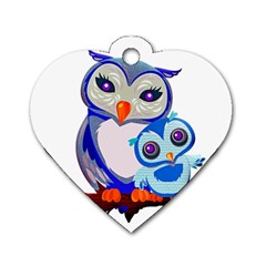 Owl Mother Owl Baby Owl Nature Dog Tag Heart (one Side) by Sudhe